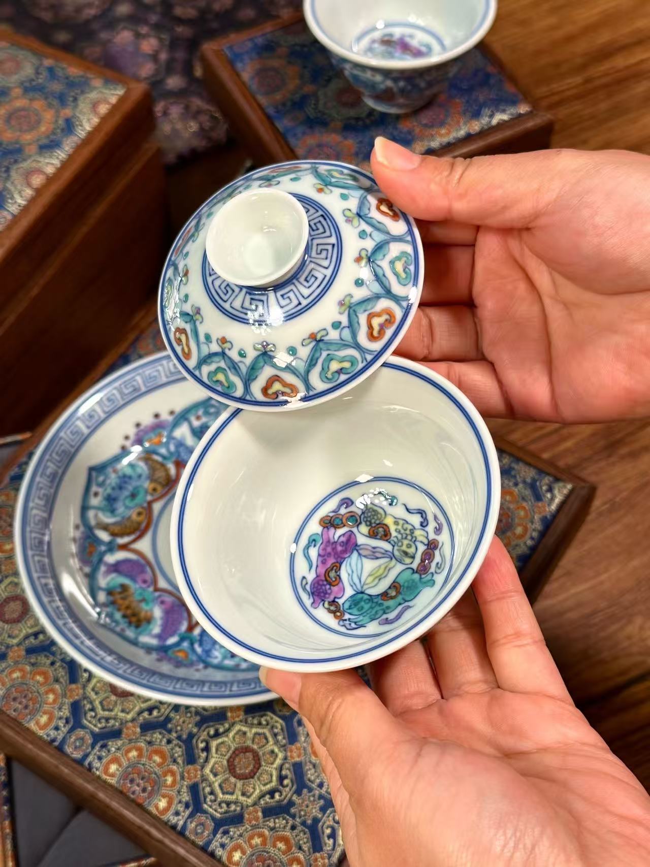 Blue-and-White Doucai “Ruyi Fish” Set