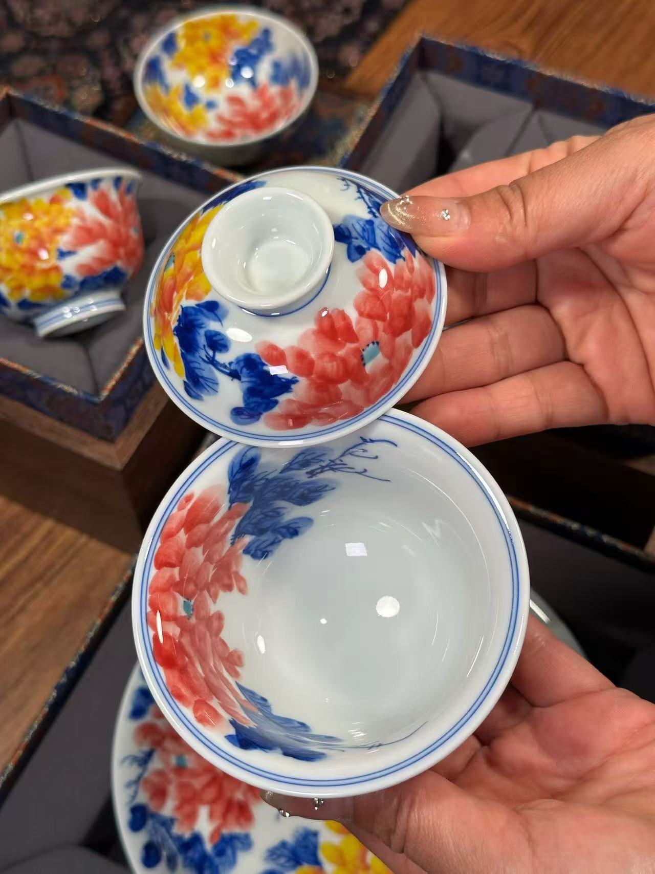 Underglaze Freehand Five-Color “National Beauty, Heavenly Fragrance” Set