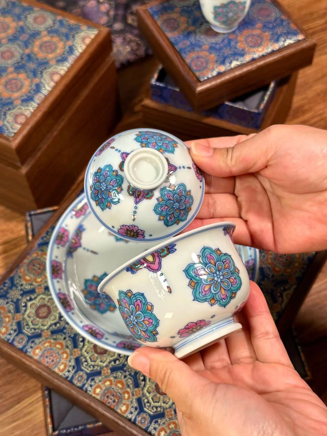 Blue-and-White Doucai Baoxiang Pattern Set