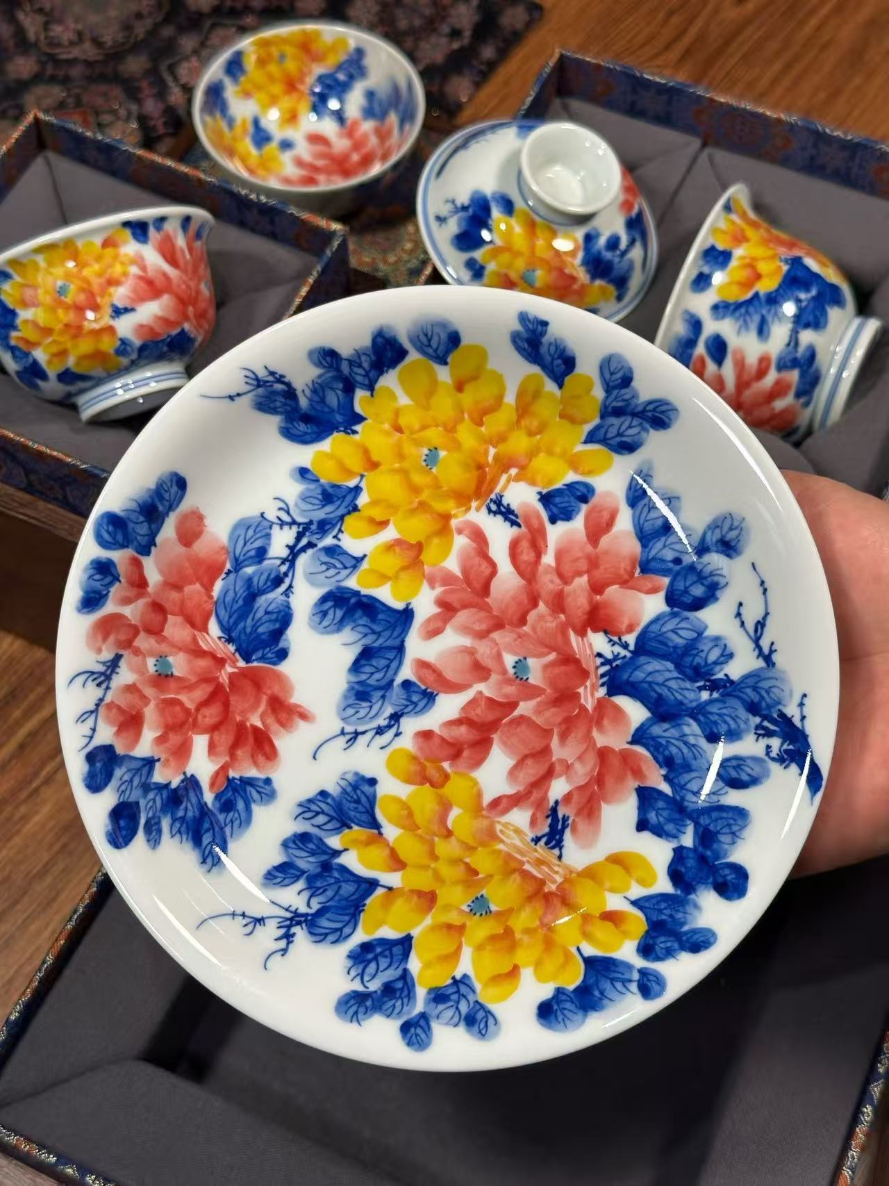 Underglaze Freehand Five-Color “National Beauty, Heavenly Fragrance” Set