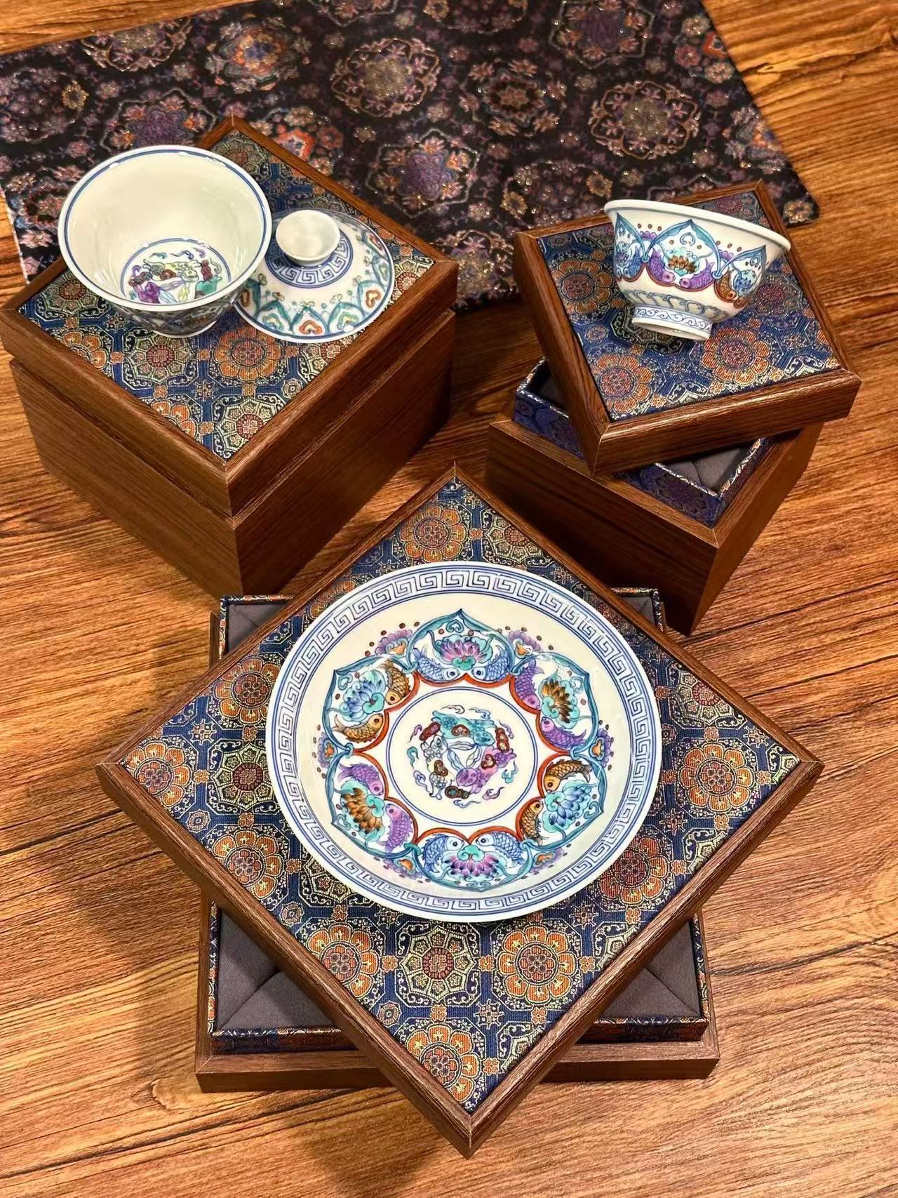 Blue-and-White Doucai “Ruyi Fish” Set