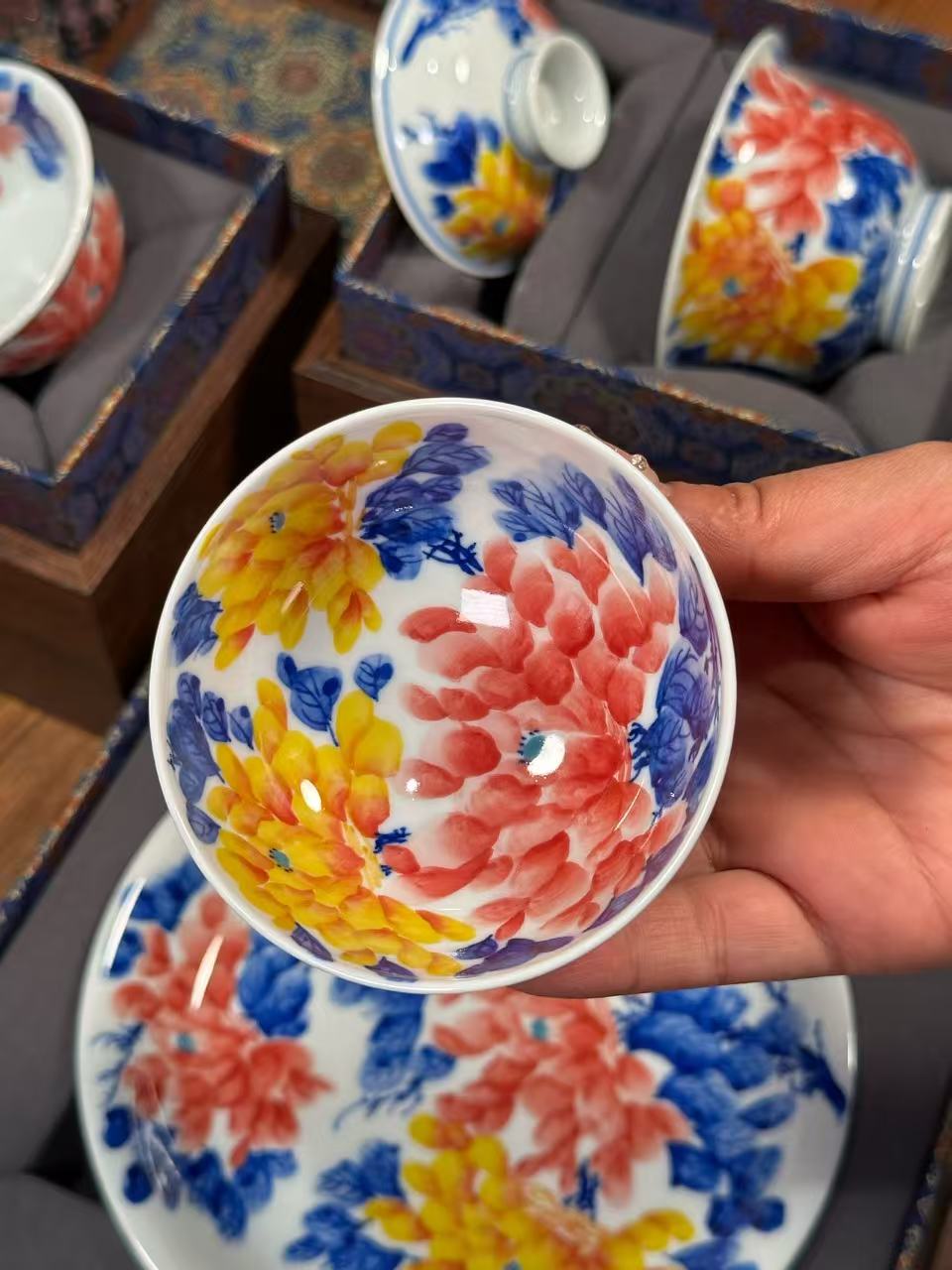 Underglaze Freehand Five-Color “National Beauty, Heavenly Fragrance” Set