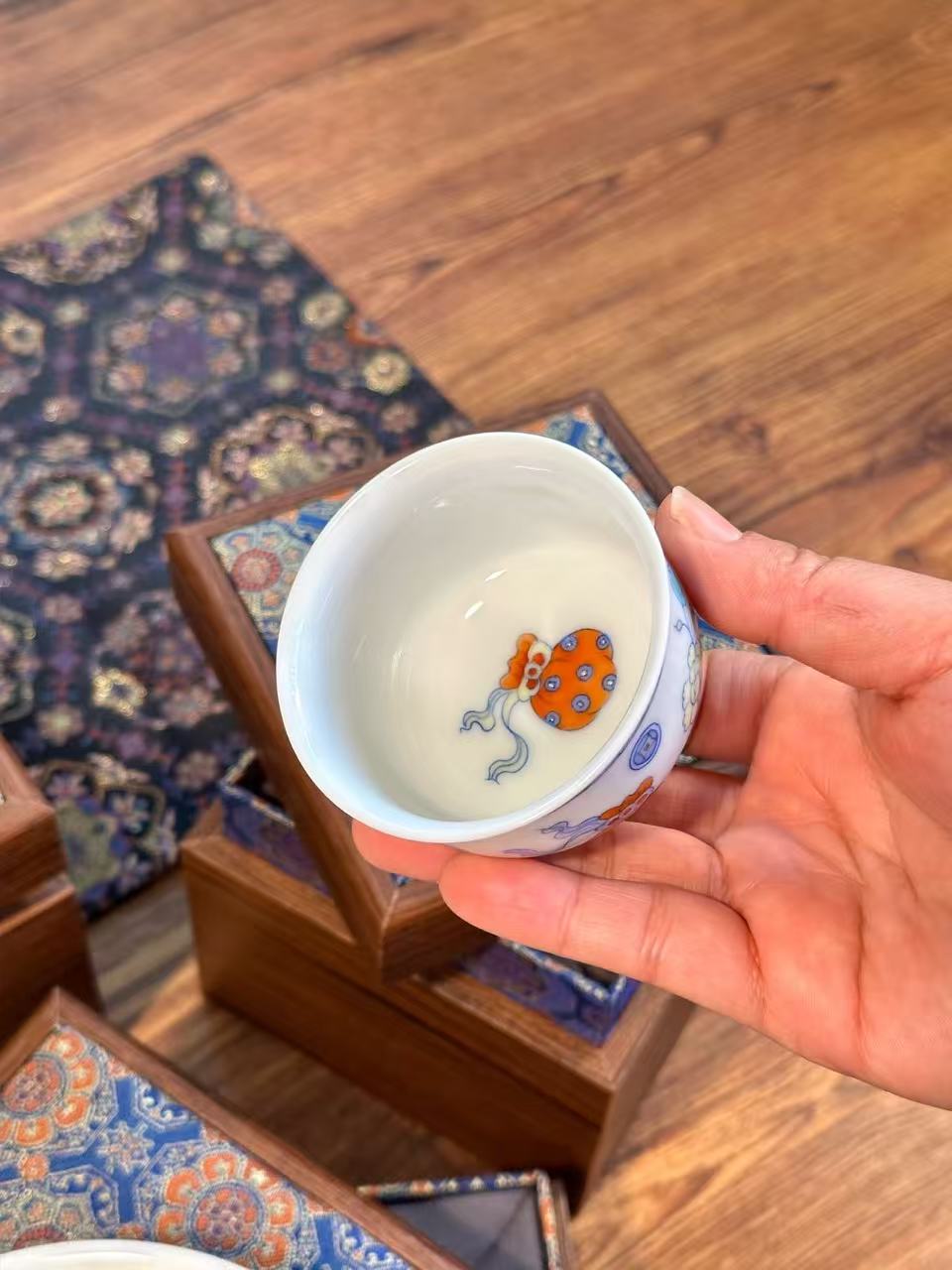 Blue-and-White Doucai “Good Fortune” Gift Set