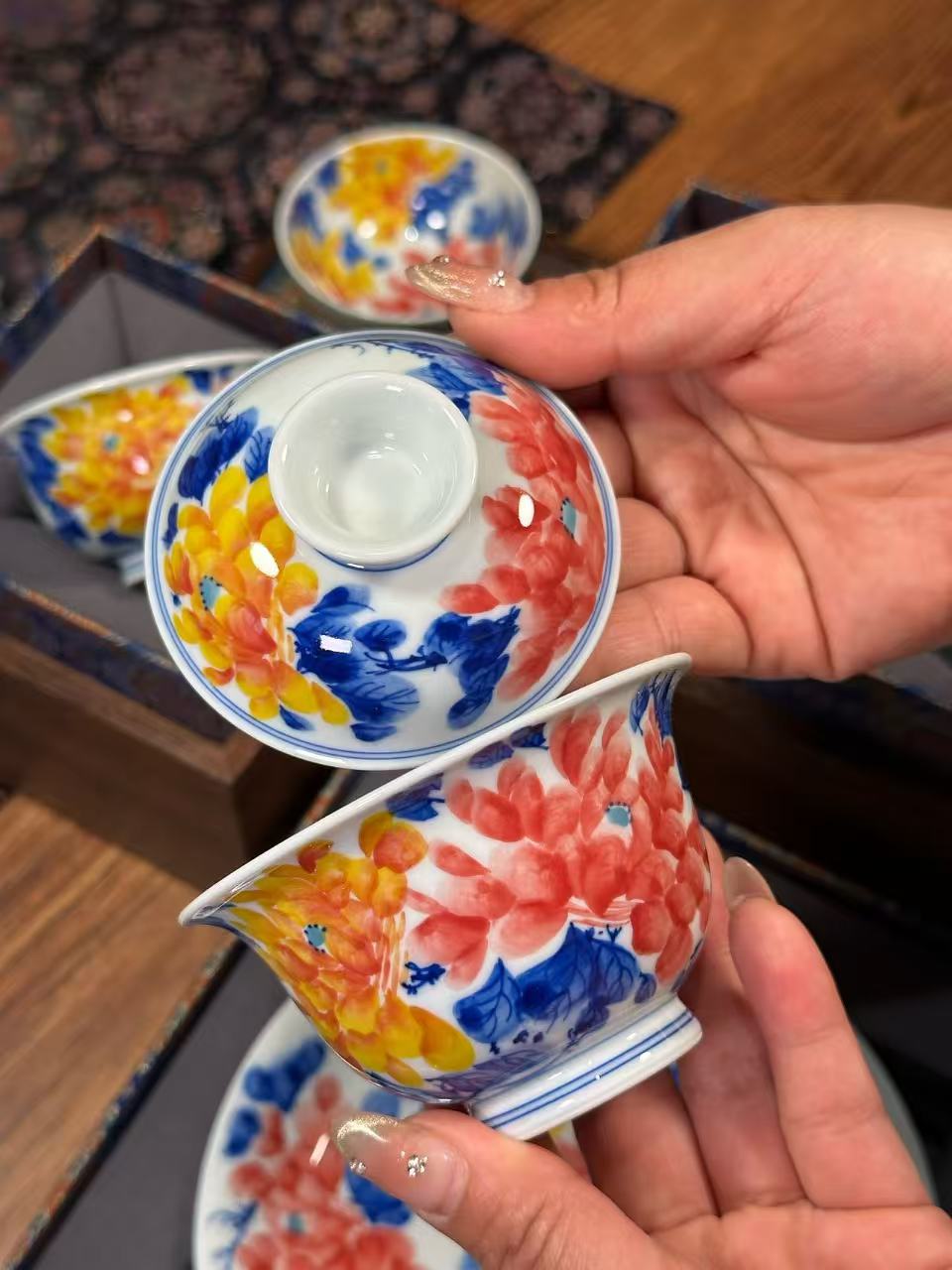 Underglaze Freehand Five-Color “National Beauty, Heavenly Fragrance” Set