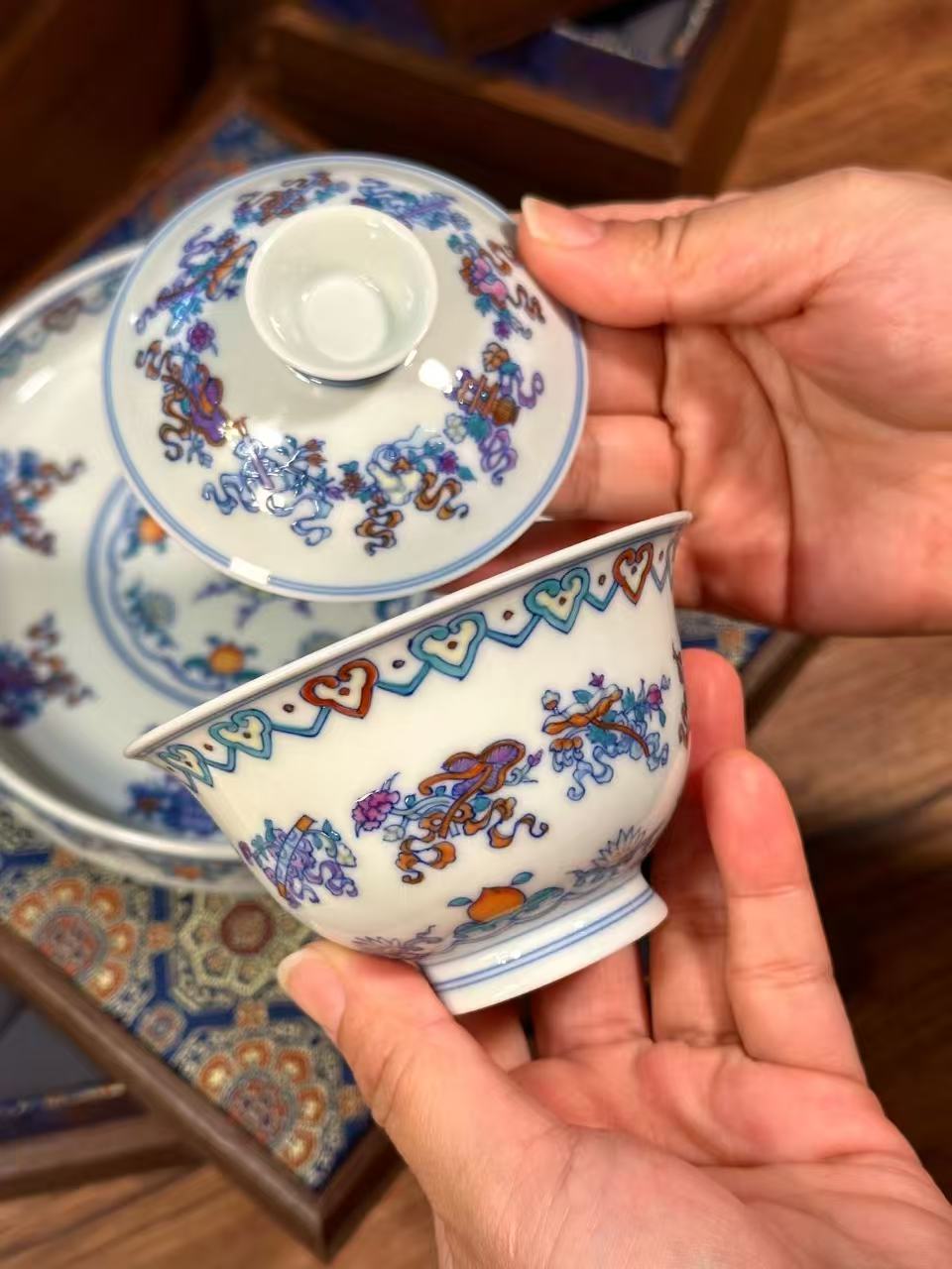 Blue-and-White Doucai “Eight Treasures” Set