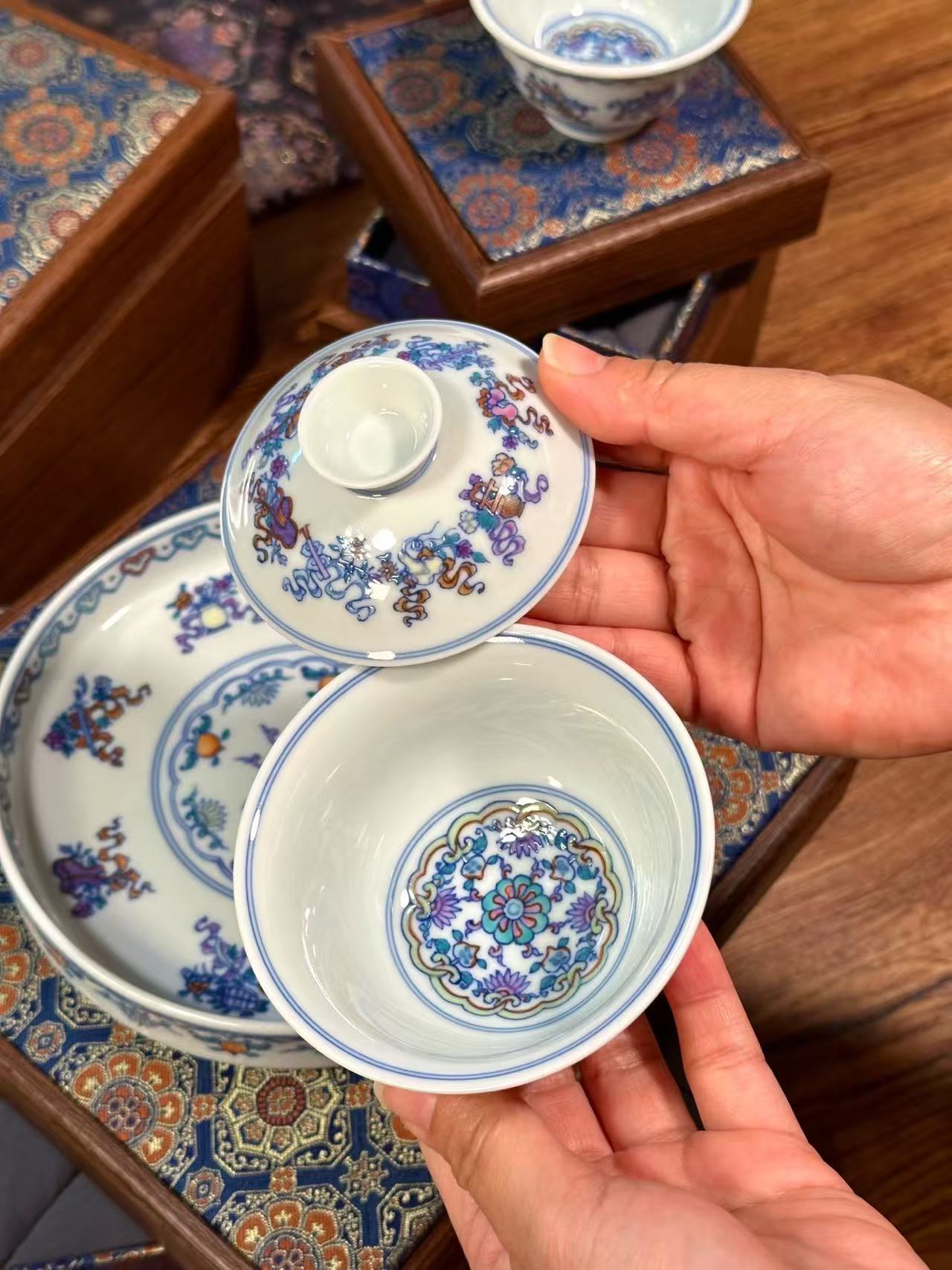 Blue-and-White Doucai “Eight Treasures” Set