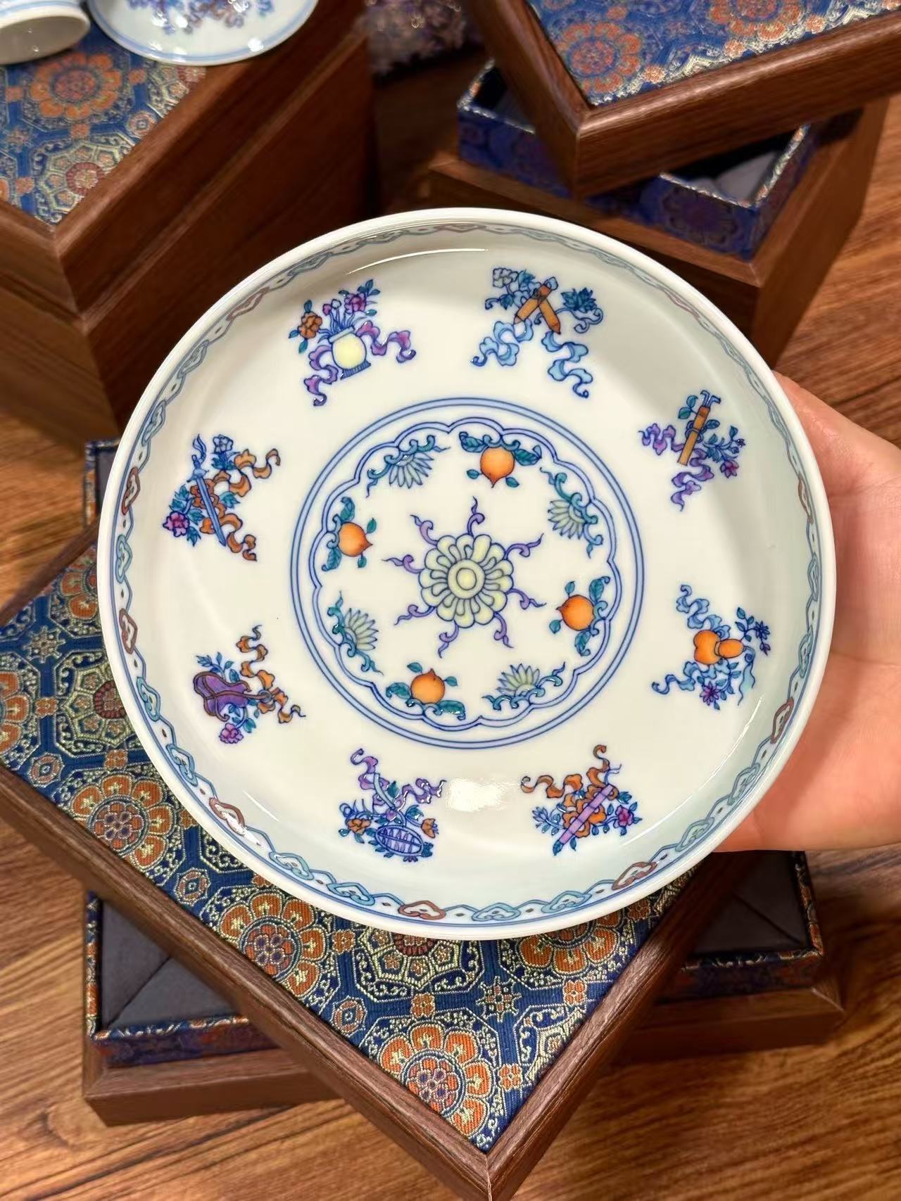 Blue-and-White Doucai “Eight Treasures” Set
