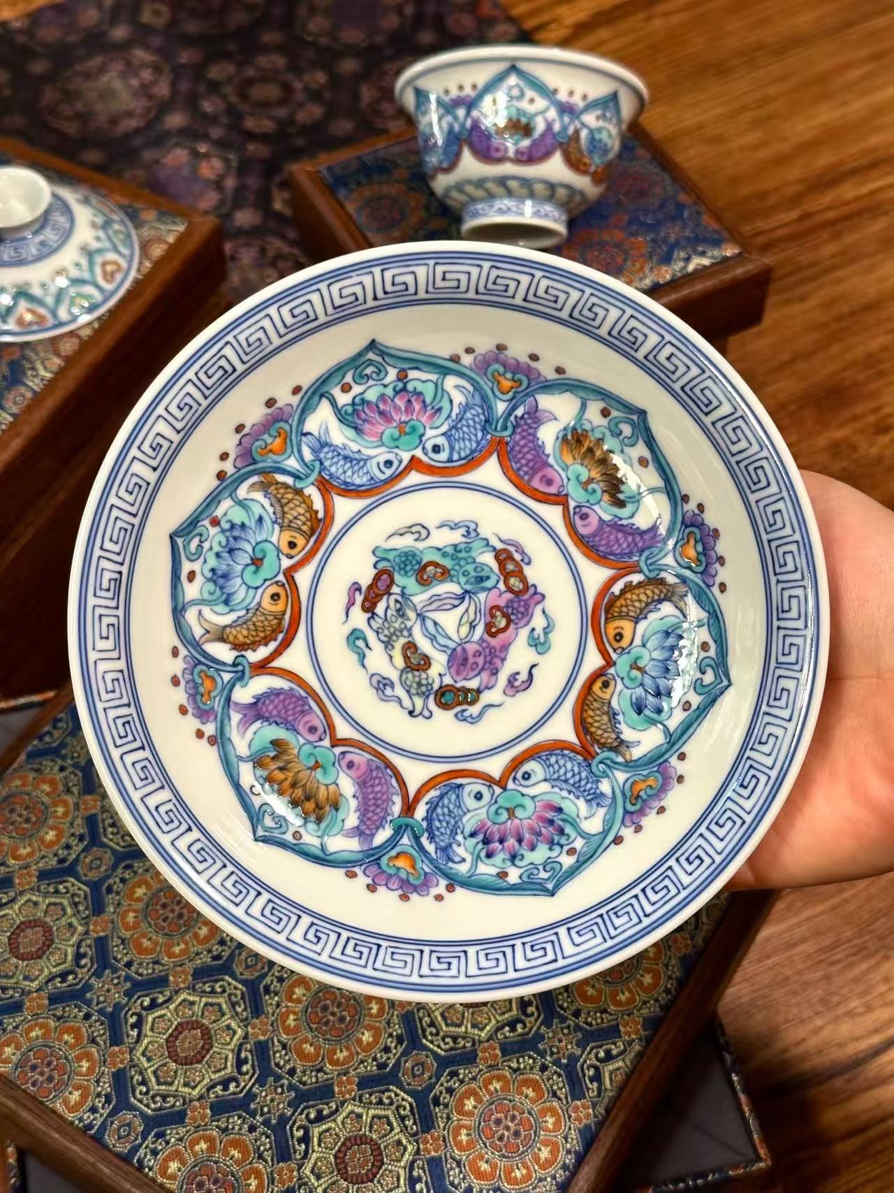 Blue-and-White Doucai “Ruyi Fish” Set