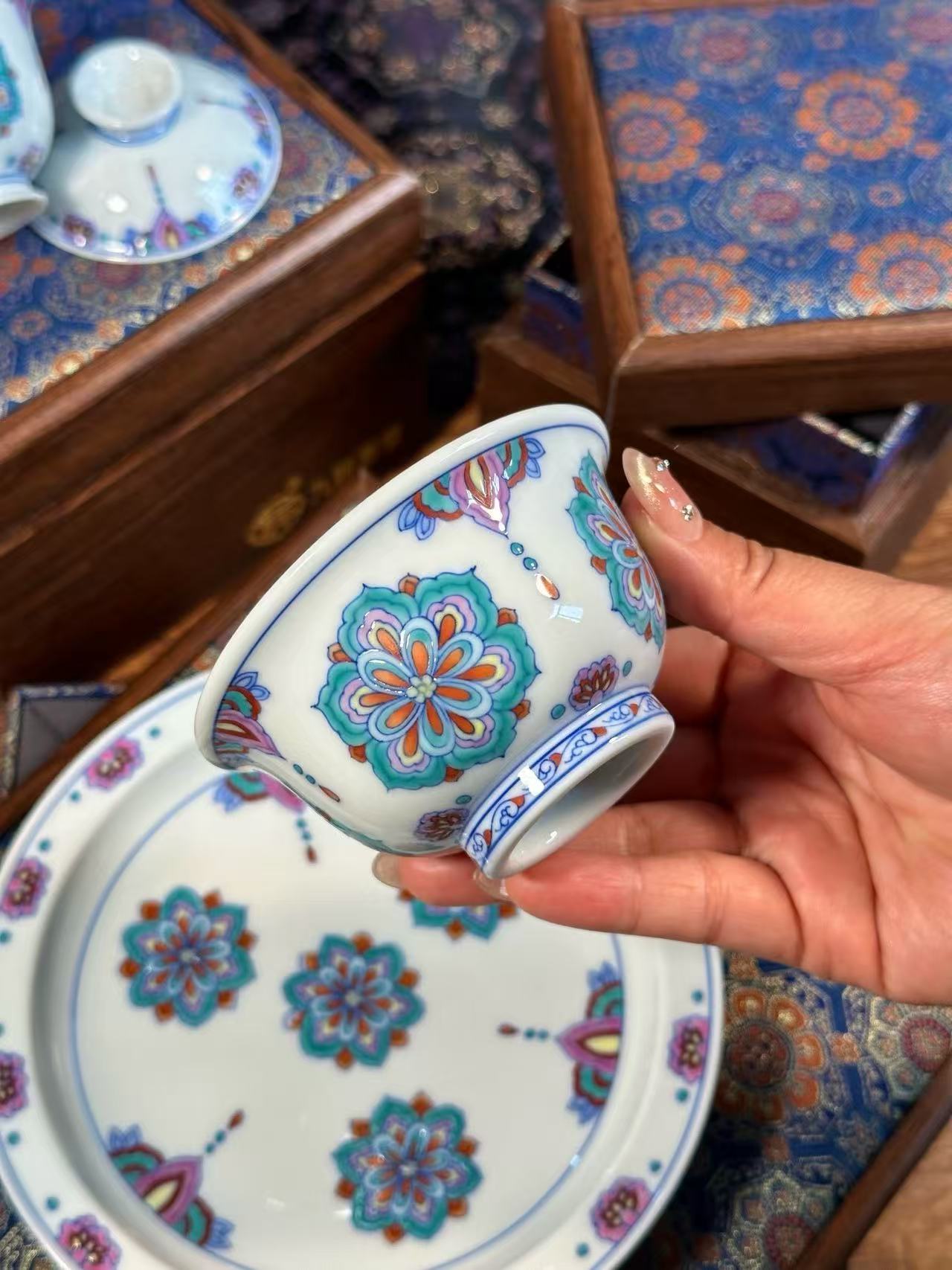 Blue-and-White Doucai “Baoxianghua” Set