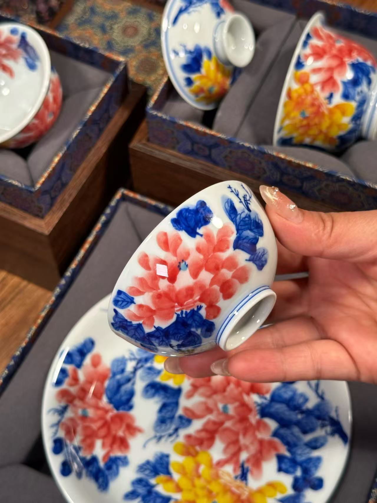 Underglaze Freehand Five-Color “National Beauty, Heavenly Fragrance” Set