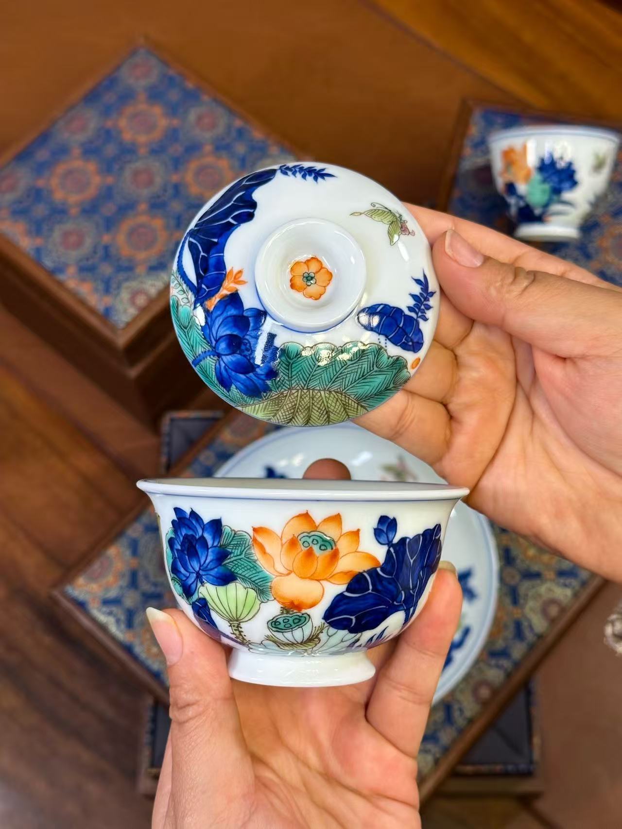 Doucai Lotus Flower Set
