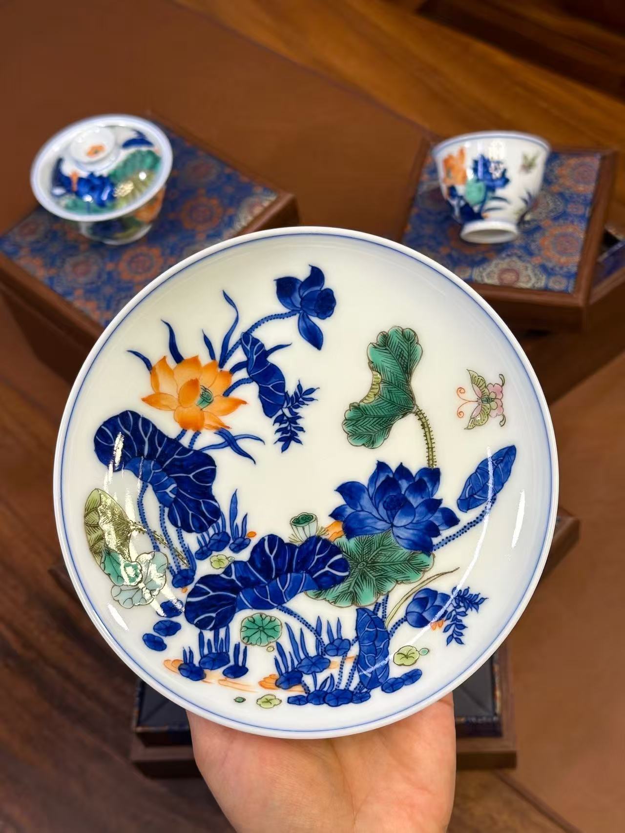 Doucai Lotus Flower Set