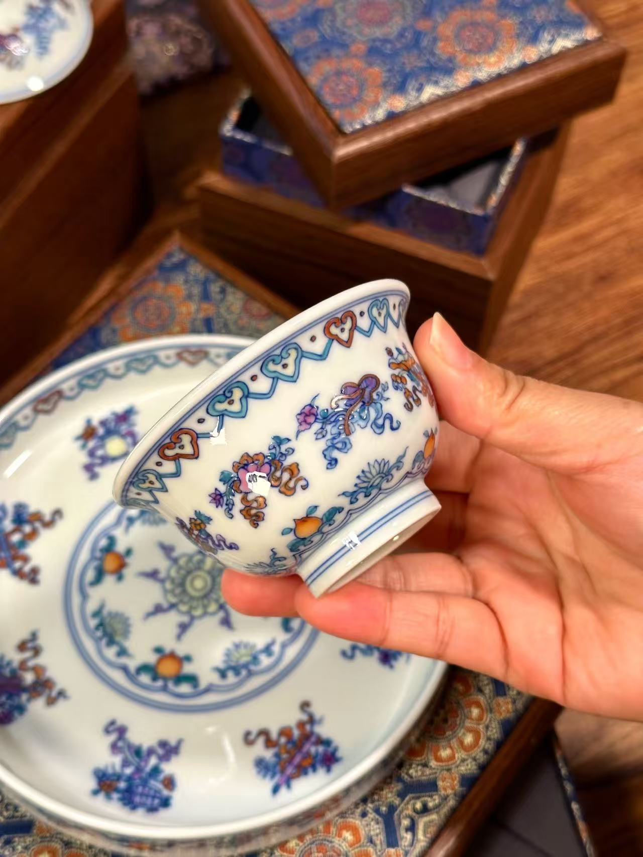 Blue-and-White Doucai “Eight Treasures” Set
