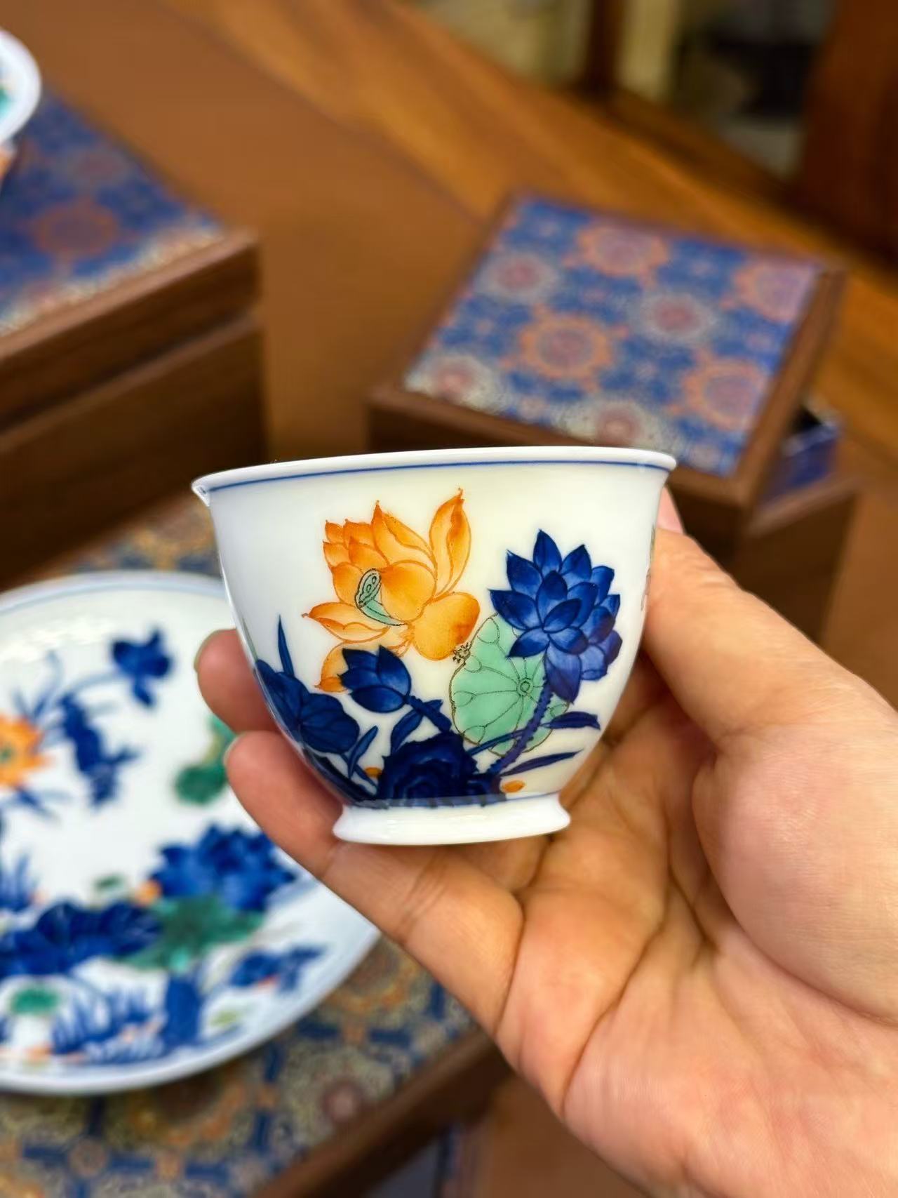 Doucai Lotus Flower Set