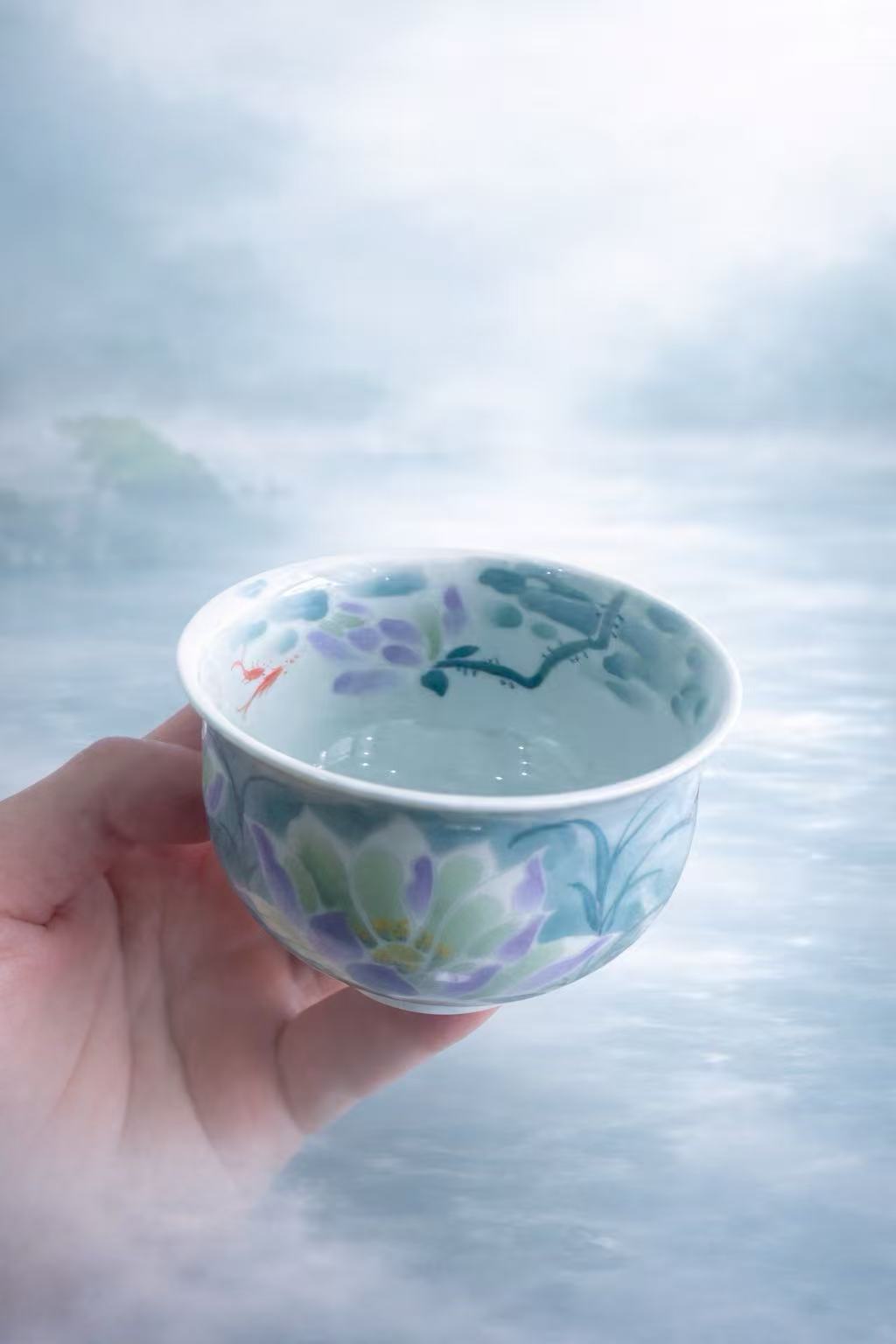 “Impressionistic Lotus Pond in Blue Waters” Set