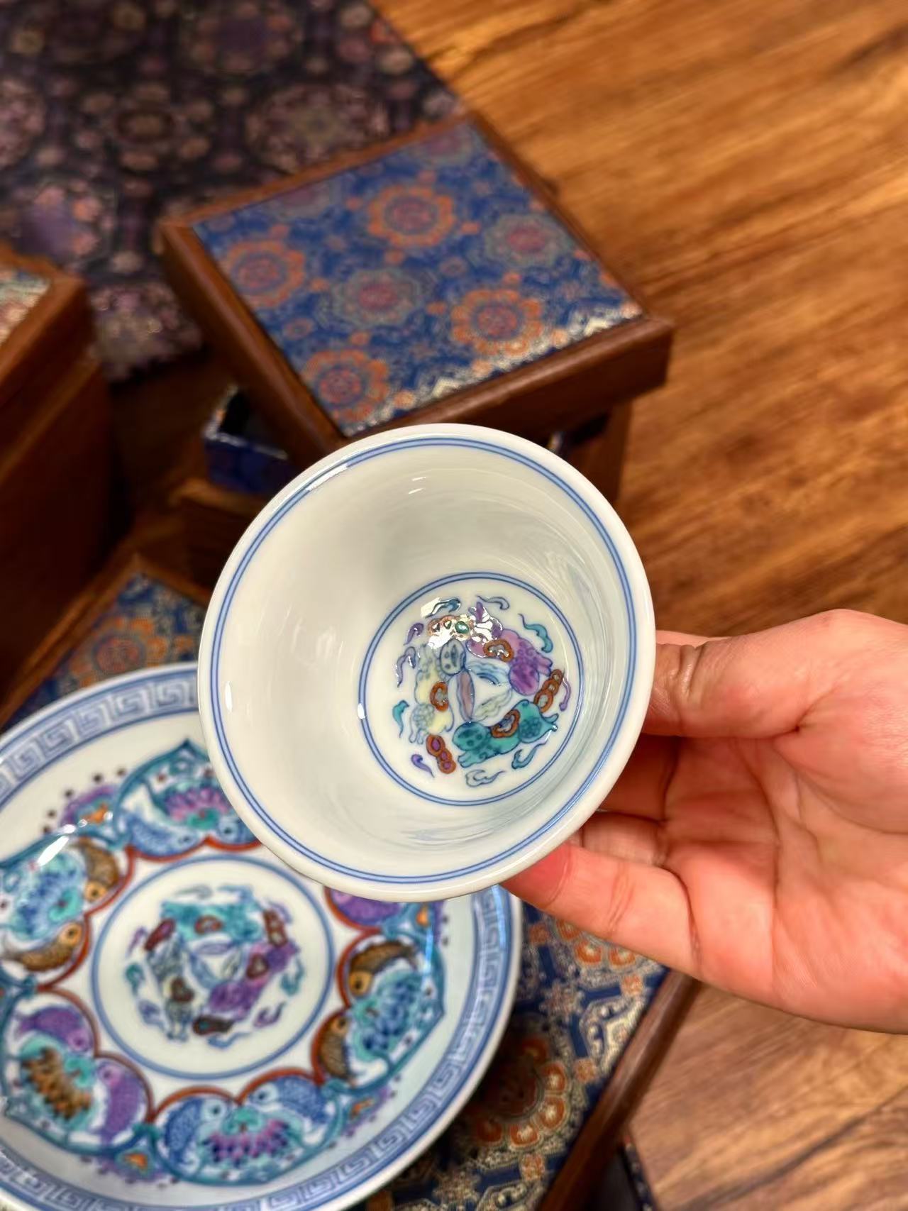 Blue-and-White Doucai “Ruyi Fish” Set