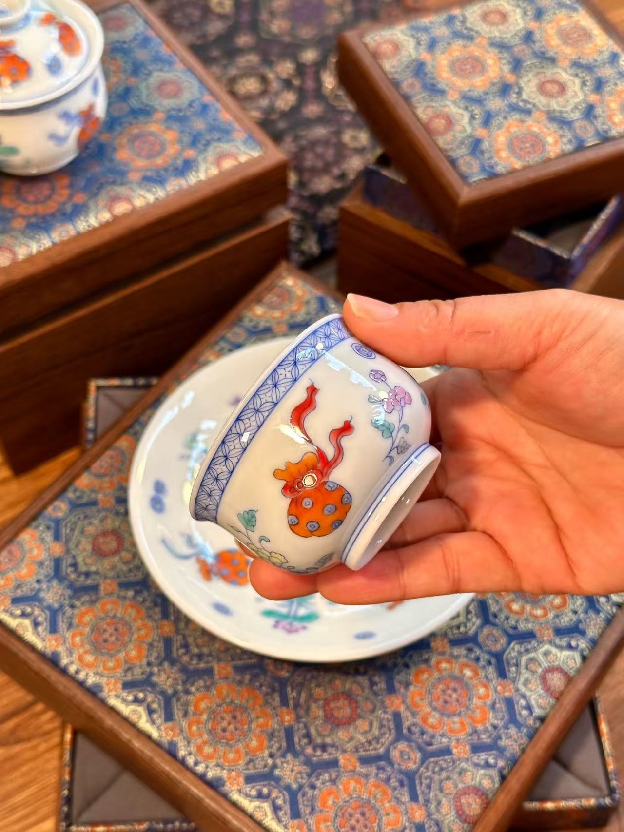 Blue-and-White Doucai “Good Fortune” Gift Set